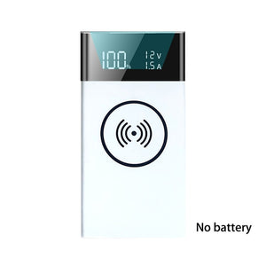 20000mAh QC 3.0 Wireless Charge Power Bank Shell Type-C USB PD Quick Charging Ports Digital Display DIY Powerbank Shell 6*18650